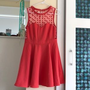 Pink polka dot mesh dress WORN ONCE